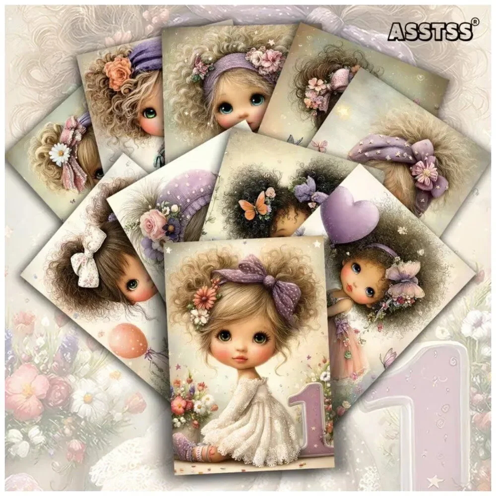 NWT 20pc Vintage Birthday Girl Postcards Junk Journal Craft Ephemera Baby Shower